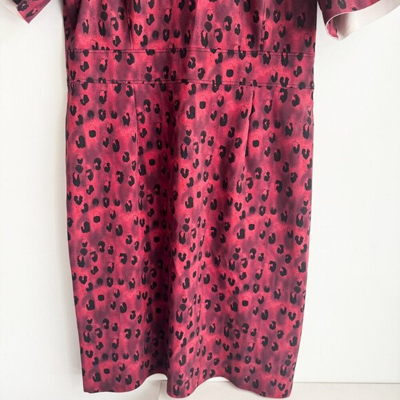 Carolina Herrera Burgundy Red Animal Print Dress 16 - Picture 4 of 6